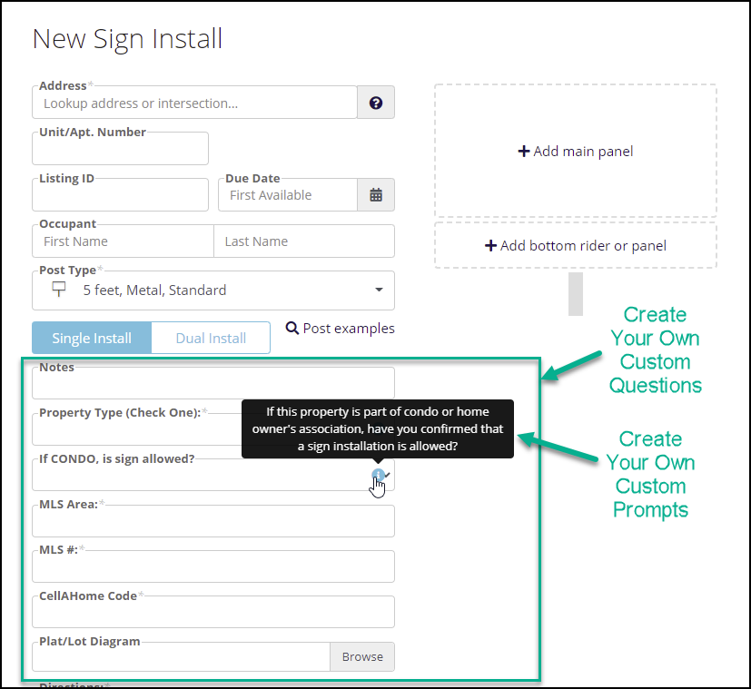 SignTraker Custom Question